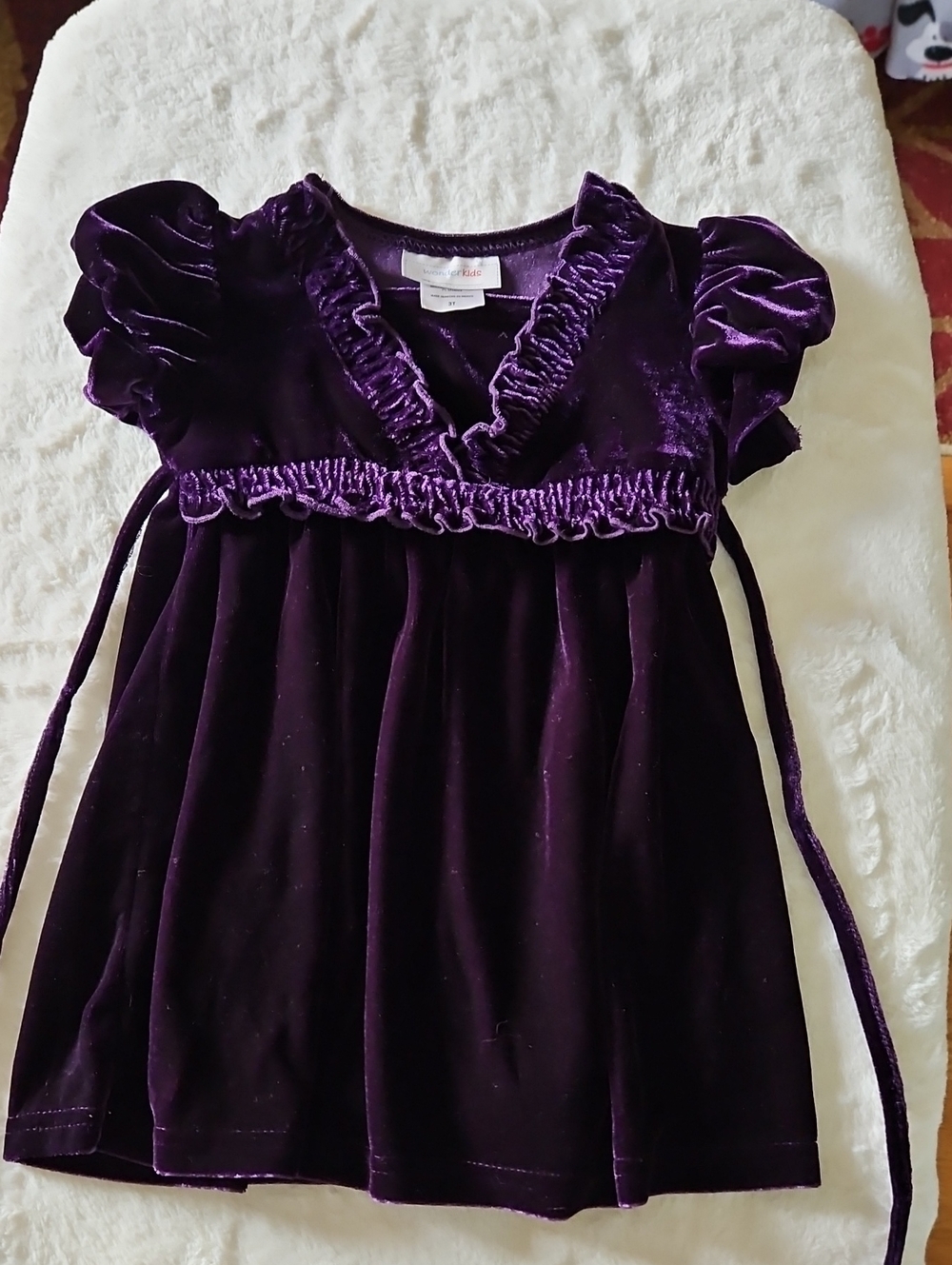 Wonderkids Velvet Ruffle Dress - Deep Purple
